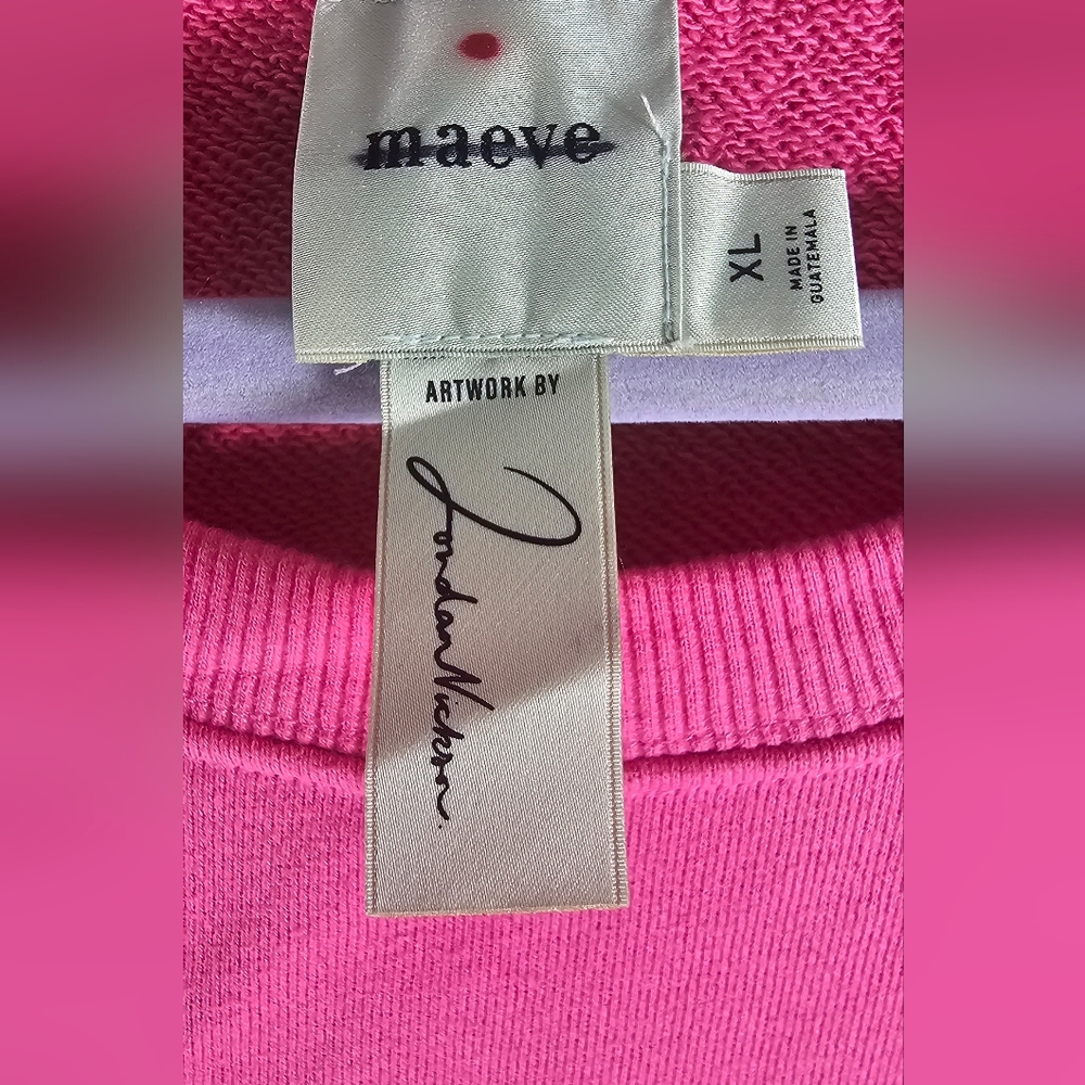 Maeve Jordon Nickson Pink Bisou Bisou Sweatshirt NWOT XL - Picture 7 of 8